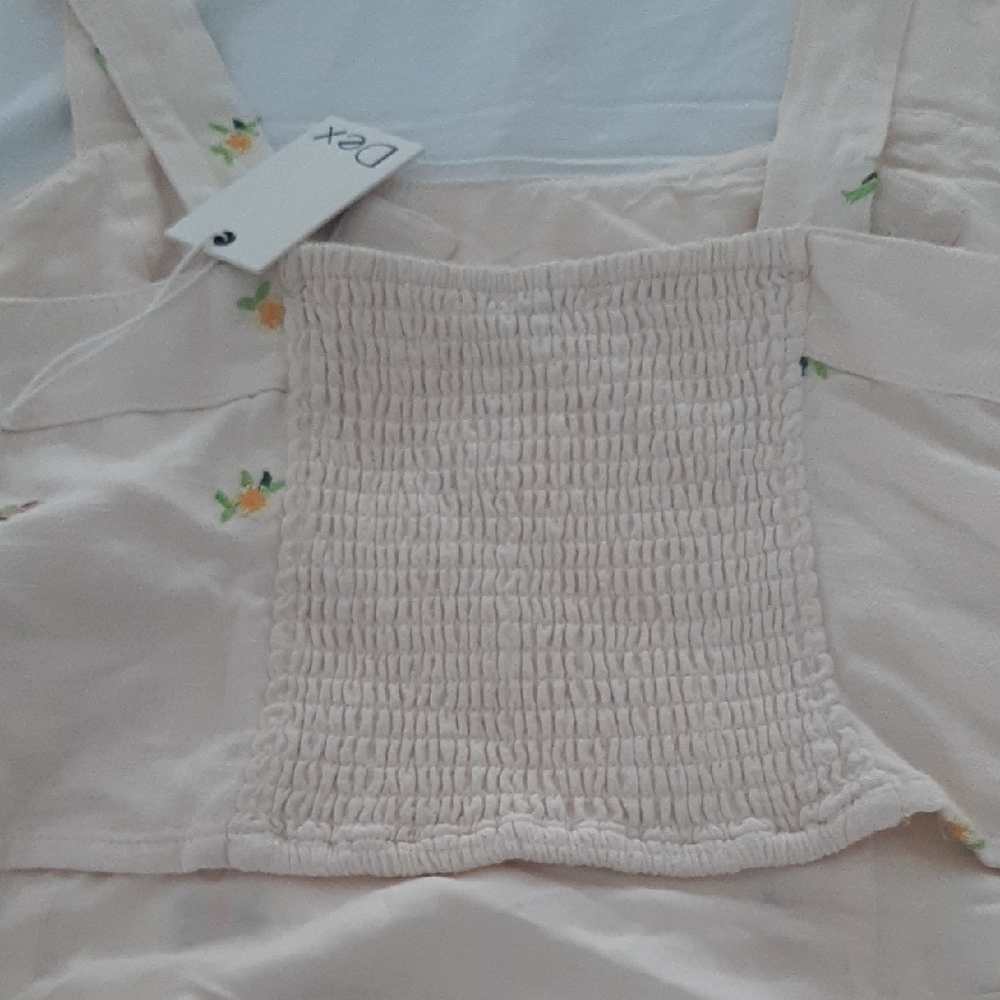 NWT π Dex Floral EMROIDERED Linen Blend Crop Top w Adjustable Straps Sz XL - Picture 13 of 16